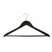 SuperSellerS black solid wood clothes hanger with trouser bar, 45 cm wide and 12 mm thick for adult garments.