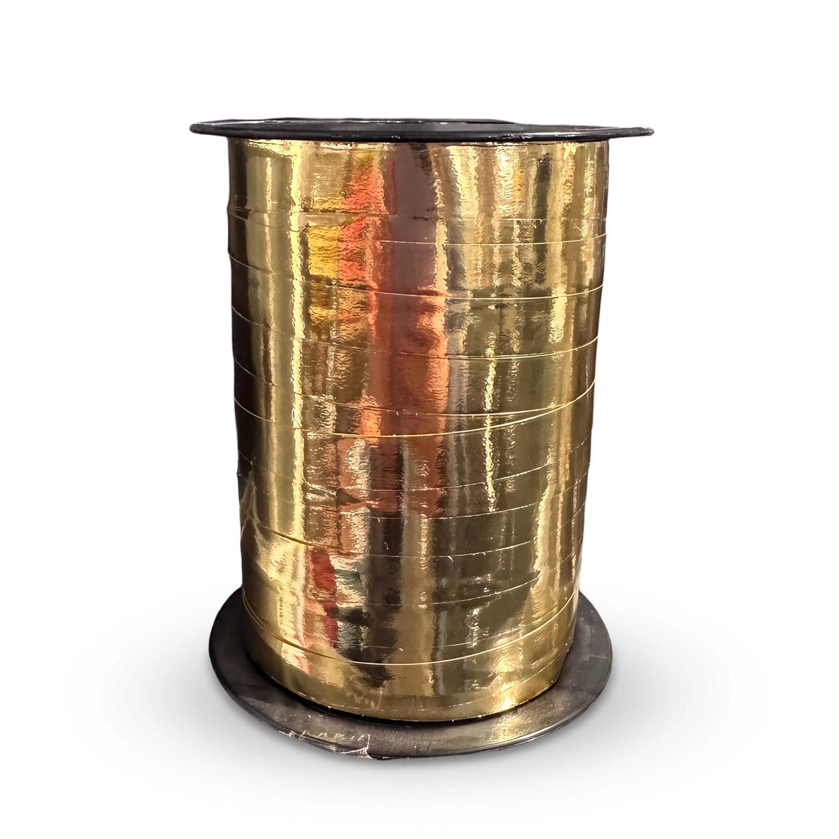 SuperSellerS metallic gold gift ribbon on a large spool, 10 mm wide, perfect for decorative gift wrapping.