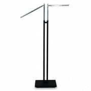 SuperSellerS Joy floor clothing rack with one straight and one slanted chrome arm, black base, height adjustable