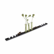 SuperSellerS long narrow black metal decorative tray styled with glass vases and tea light candles