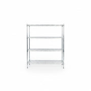 SuperSellerS TUBO 4-tier chrome wire shelving unit with adjustable feet for versatile storage and easy assembly.