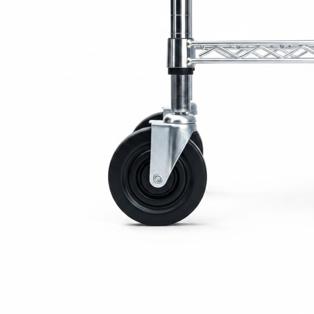 SuperSellerS Tubo serliga sterkt 125 mm snúningshjól fest á krom tráðreol