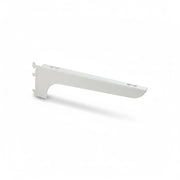SuperSellerS white left-side shelf bracket for wall rails, 30 cm long, suitable for melamine or glass shelves.
