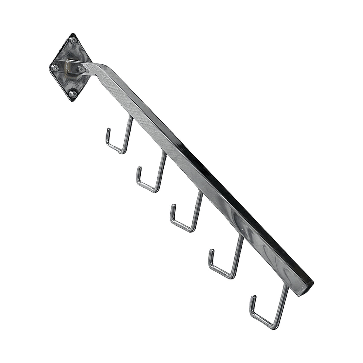 Kromaður taskuarmur við 5 krókum til vegg, L 48 cm