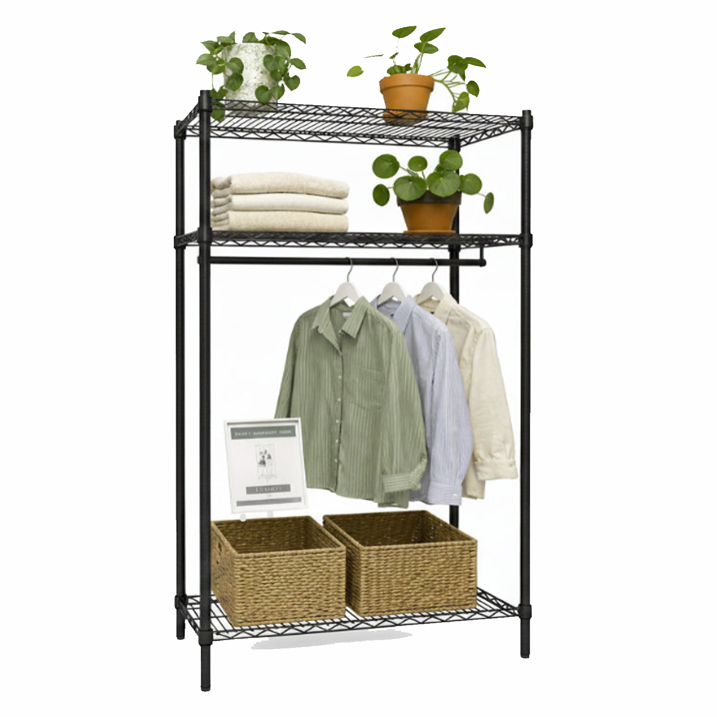Garderobureol - TUBO (B 122 x D 46 x H 220 cm.) - Svart