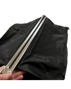 Kollektionspose, med kuffertlukke, vandafvisende stof, sort, B40 x D45 x H80 cm, uden håndtag.