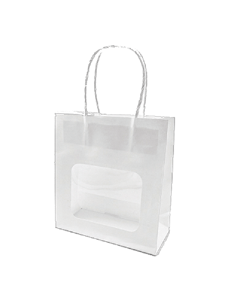 Papirpose, med vindue. Pk. med 20 stk., H 18,5 cm