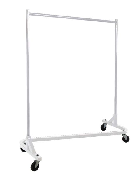 Z-stativ, krom/hvid bund, 155 x 54 x H173 cm., 100 mm hjul i hård plast