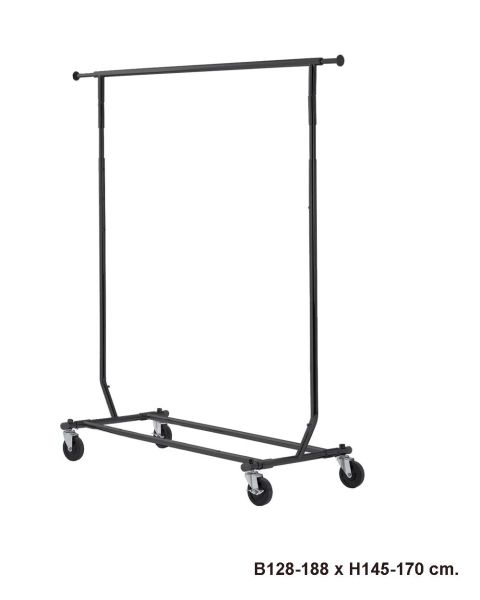 Disco I, helt sammenklappelig, justerbar, sort krom, B128-188 x H145-170 cm