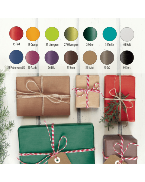 Gavepapir B 70 cm x 100 mtr. Kraftpapir - Ensfarvet - kraftpapir