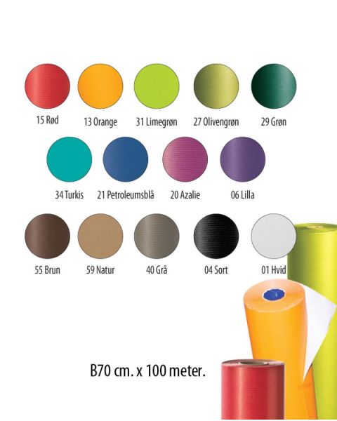 Gavepapir B 70 cm x 100 mtr. Kraftpapir - Ensfarvet - kraftpapir