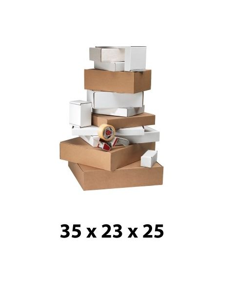 Papkasse, 35 x 23 x 25, brun. Pris pr. stk. Min. Køb 25 stk.