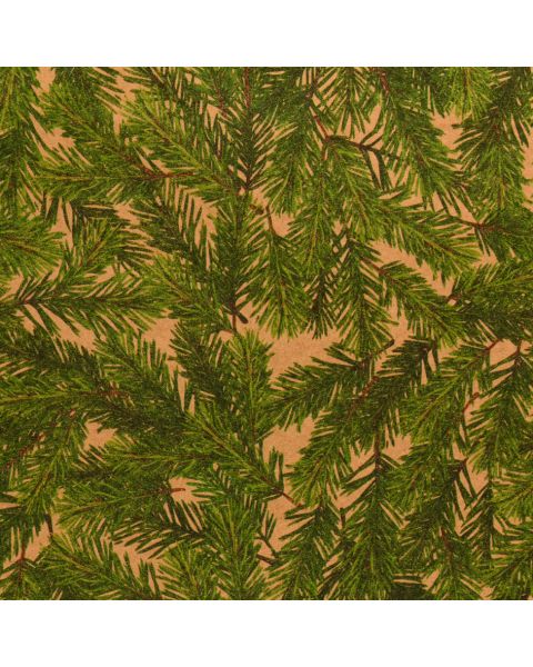 Julepapir B 50 cm. Gran print, kraftpapir. 100 mtr *