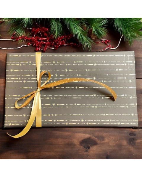 Julpapir B 50 cm. Sort m/stjerneskud. 100 mtr *