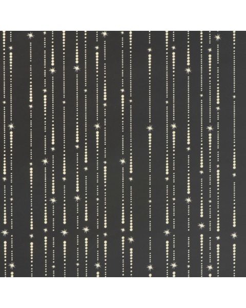 Julpapir B 50 cm. Sort m/stjerneskud. 100 mtr *