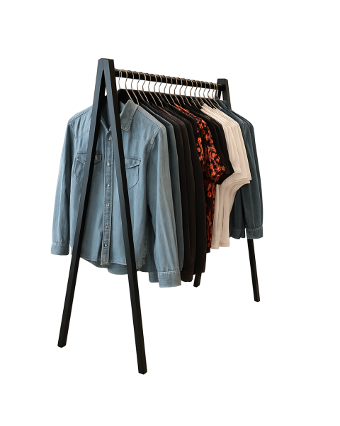 Bøjlestativ, v-formet, sort, B100 x D50 x H142 cm