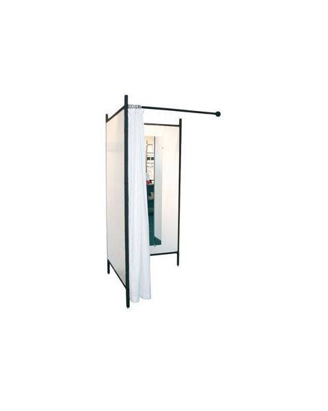 2-sidet prøverum. Sæt med sort stel og forhæng. ( B 100 x D 100 x H 210 cm.) - Vælg farve på forhæng