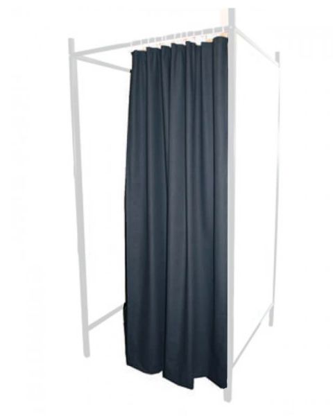 3-sidet prøverum. Sæt med hvidt stel og forhæng. ( B 100 x D 100 x H 210 cm.) - Vælg farve på forhæng