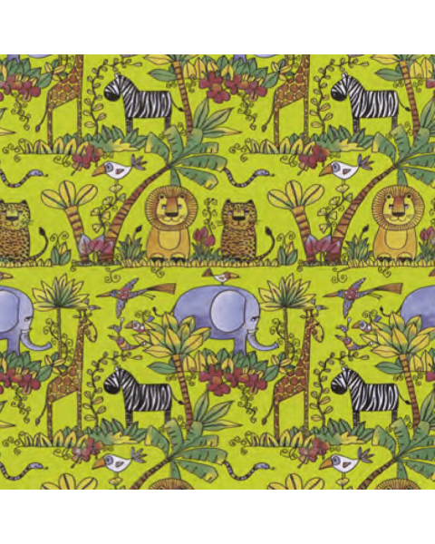 Gavepapir B 57 cm. Børn, Afrikas dyr, coated papir. 150 mtr.