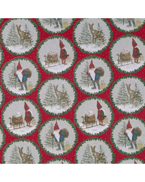 Julepapir B 57 cm. Julemænd og rådyr. 150 mtr.