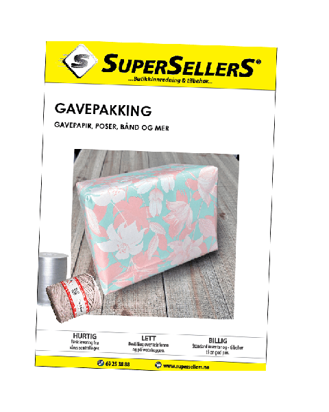 Katalog med gaveindpakning og gavebånd