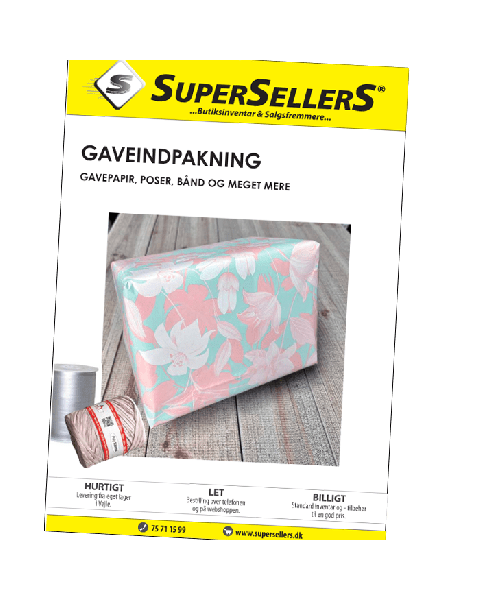 Katalog med gaveindpakning og gavebånd