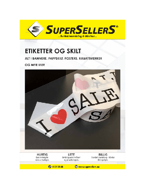 Katalog med etiketter & skilte