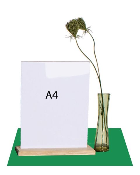 Skilt A4, med fod i bøg