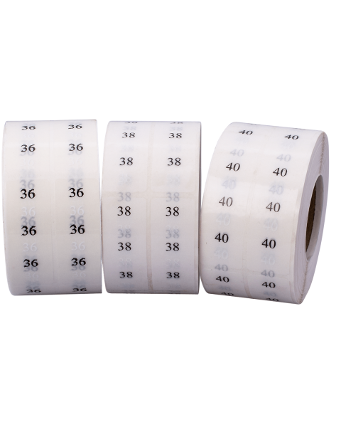 Størrelsesmærkat 1.000 stk. pr.rl. Vælg størrelse