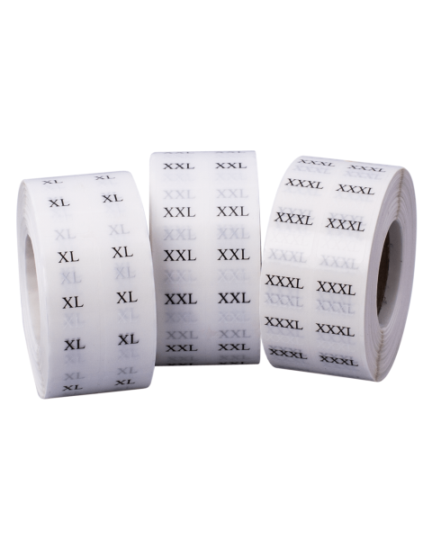 Størrelsesmærkat 1.000 stk. pr.rl. Vælg størrelse