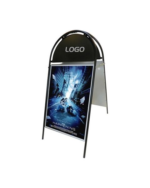 Sandwich-skilt m/ logoplade - Sort