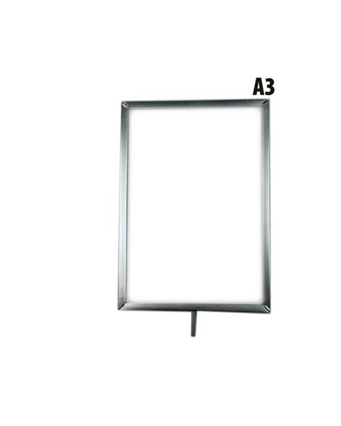 Skilteramme, A3, metal, krom