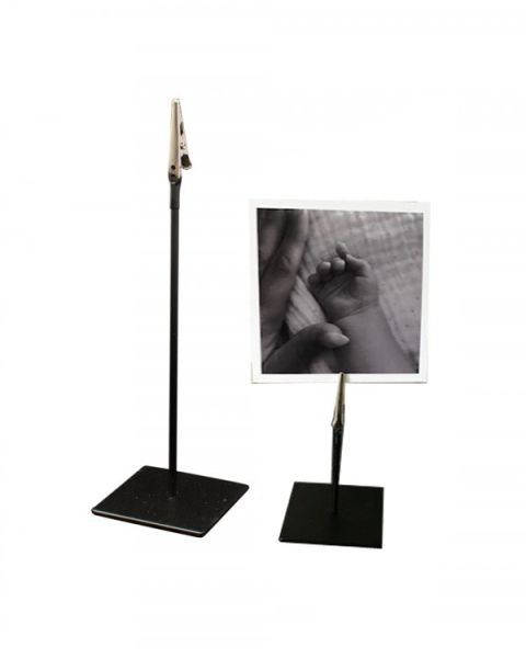 Skilteholder m/ krokodillenæb - H 10 cm. - sort