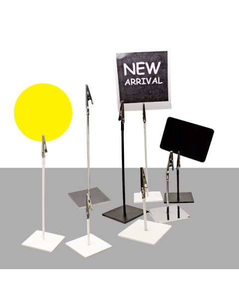 Skilteholder i metal m. krokodillenæb. Vælg størrelse og farve