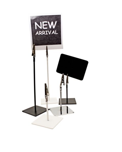 Skilteholder i metal m. krokodillenæb. Vælg størrelse og farve