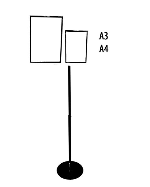 Høj skilteholder i metal, sort