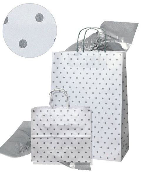 Papirspose - Prikker - H 24 cm. - 25 stk.