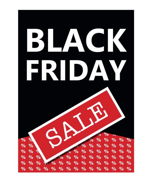 Plakat. Black Friday, sort og rød, 50 x 70 cm