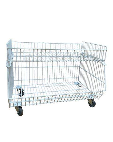 Stabelkurv, komplet, med 1 kurv og topkurv, inkl. hjul, hvid, 85 x 60 x H63 cm