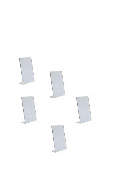 Skrå skilteholder, A6. PET plast. - 5 stk.