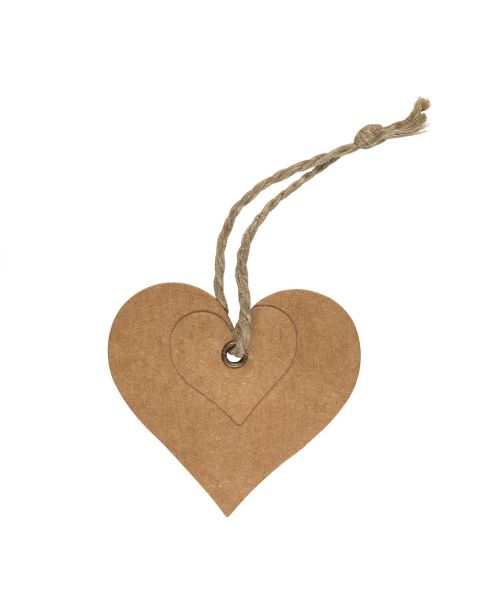 Hjerte manilla dobbelt - 100 stk.