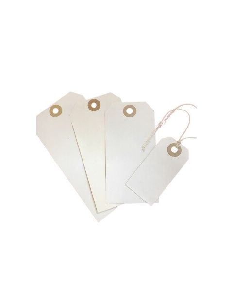 Manilla mærker m/ snor - Hvid - 1.000 stk. Vælg størrelse og antal