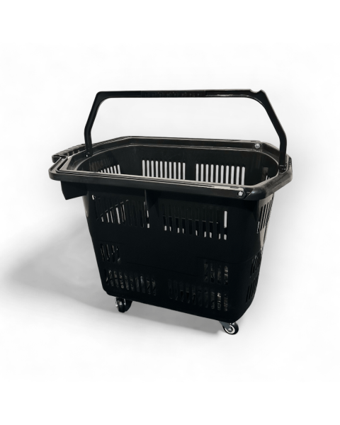 Indkøbskurv 55 liter med hjul. Sort plast