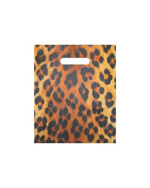 Plastposer m/ tryk - Leopard eller Zebra - mellem 39 x H 45 cm. 100 stk. Vælg tryk
