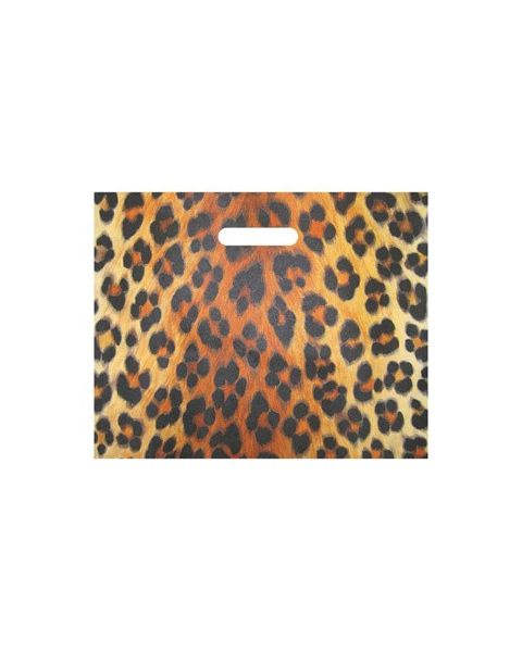 Plastposer m/ tryk - Leopard eller Zebra - Stor 56 x H 45 cm. 100 stk. Vælg tryk