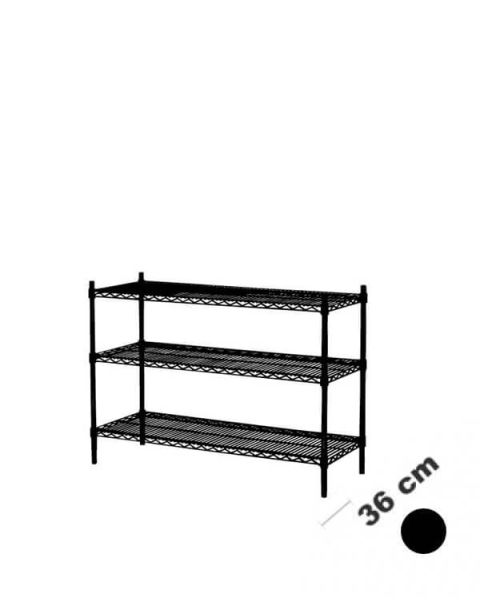 Reol - Sort (B 122 x D 36 x H 90 cm.)