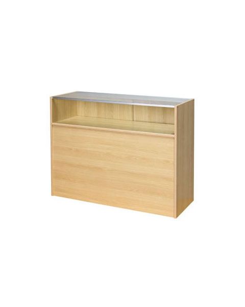 Butiksdisk m/ 1/4 glasfront - Slimline. B 122 × D 46 × H 96 cm. Vælg farve