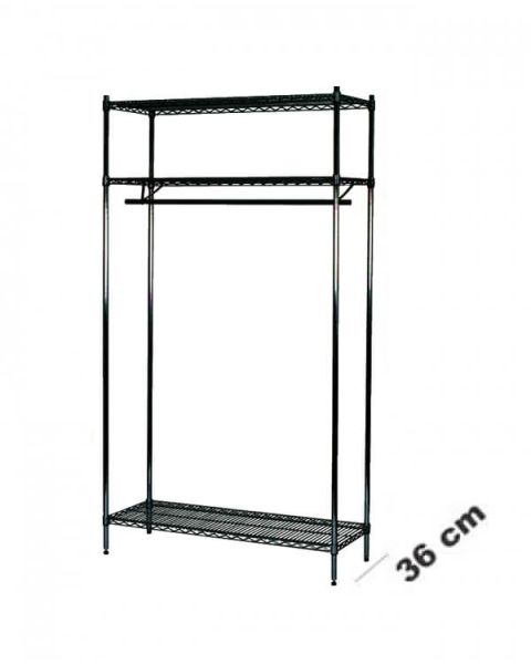 Garderobe Reol - TUBO  (B 122 x D 36 x H 220 cm.) - Sort