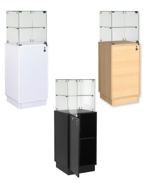 Vitrine m/ skab H 148 cm. - Slimline. Vitrineskab