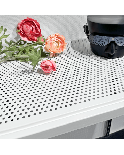 U-hylde, med metalhulplade, hvid, 91 x 37 cm, multitilbehør - 12 mm